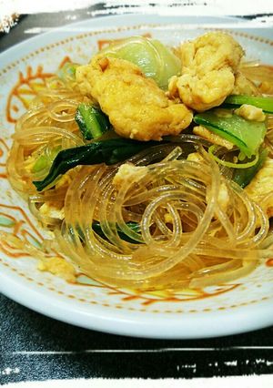 春雨とチンゲン菜の卵炒め(°∀°*)-レシピのメイン写真