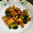 厚揚げと野菜で、豚バラ肉のカレー醤油炒め