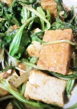 厚揚げと水菜のカレー風味♪-レシピのメイン写真