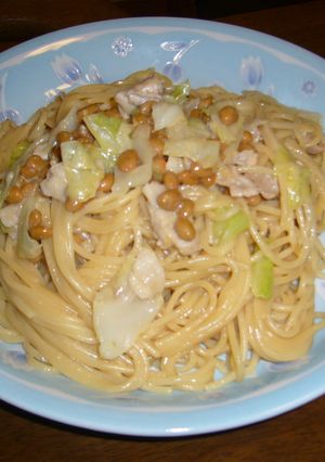 納豆クリーミー元気栄養パスタ！-レシピのメイン写真