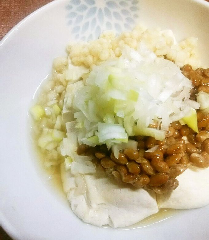 簡単！納豆と天かすDEサクネバ温豆腐♪-レシピのメイン写真