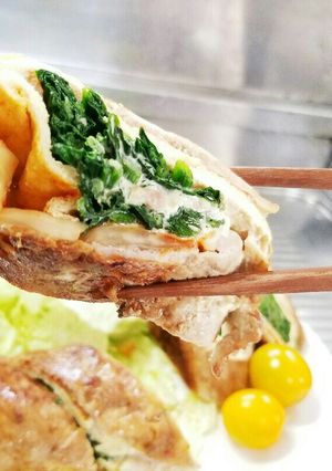 牛豚コラボ♪ほうれん草の肉巻き(^q^)-レシピのメイン写真