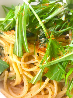 シャキッと水菜と明太子のガーリックパスタ-レシピのメイン写真