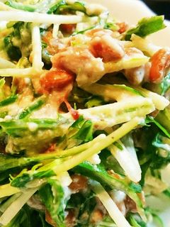 簡単水菜と納豆の白和えサラダ-レシピのメイン写真