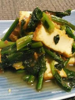 梅が相性◎厚揚げと青菜の梅風味炒め-レシピのメイン写真