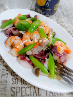 タコとエビの炒め物♪-レシピのメイン写真