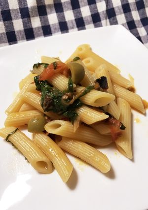 オリーブ トマト 大葉の和風パスタ-レシピのメイン写真