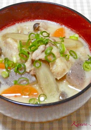 【酒粕豚汁】酒粕汁に豚肉を入れても美味！-レシピのメイン写真