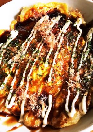 [節約]材料2つ！切り餅と卵でお好み焼き-レシピのメイン写真