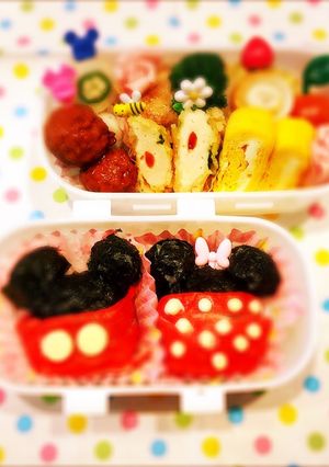 運動会キャラ弁簡単ミッキーミニーおにぎり-レシピのメイン写真