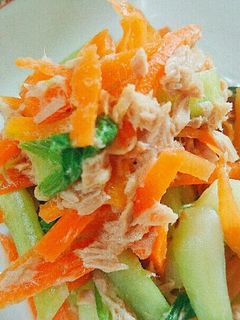 ☆人参とチンゲン菜のツナ辛し酢和え物-レシピのメイン写真