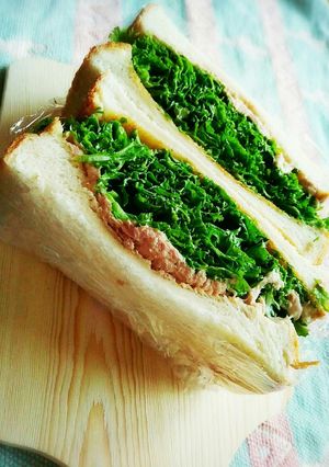 簡単わさび菜とシーチキンのサンドイッチ♪-レシピのメイン写真