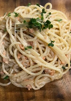 鮭フレーク&プロッコリースプラウトパスタ-レシピのメイン写真