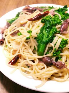 菜の花とホタルイカのペペロンチーノ♪-レシピのメイン写真