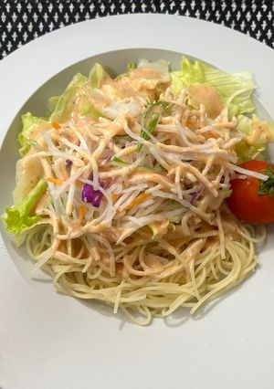 サイゼ風ドレッシングで冷製サラダパスタ-レシピのメイン写真