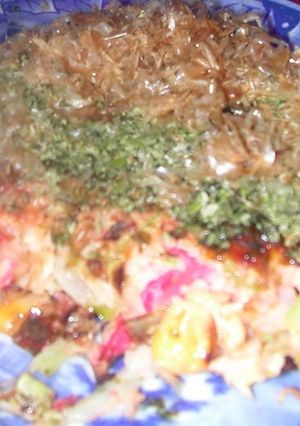 カニカマ＆コーン＆イカ塩辛入りお好み焼き-レシピのメイン写真