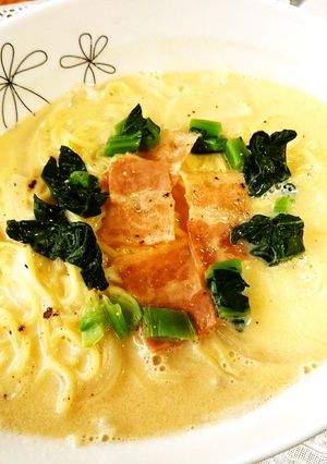 豆乳カルボナーラ☆ラーメン-レシピのメイン写真
