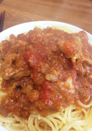 豚すじ肉のがっつりミートソース-レシピのメイン写真
