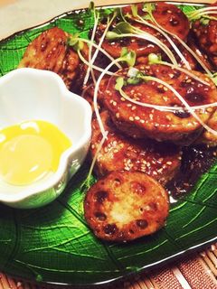 蓮根のあまから〜い挟み焼き-レシピのメイン写真