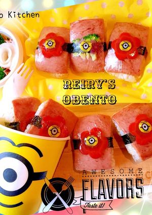 スパムMINIMENSナルトお花にぎり-レシピのメイン写真