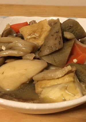 里芋 ごぼう 豚肉 厚揚げ 人参 しめじ-レシピのメイン写真