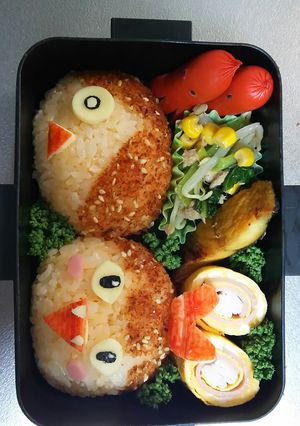 旦那⭐キャラ弁 ゆる～い鬼太郎と猫娘-レシピのメイン写真