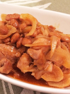 節分お豆を使って鶏肉のケチャップ煮込み-レシピのメイン写真