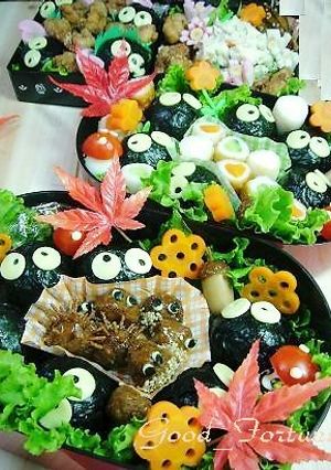 秋の森　まっくろくろすけ弁当（キャラ弁）-レシピのメイン写真