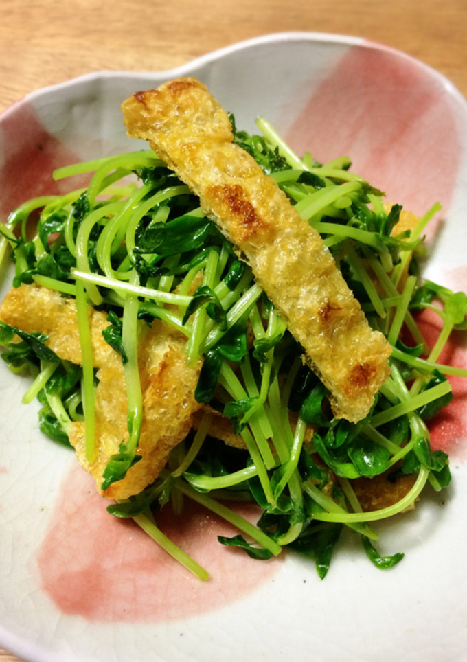 豆苗とお揚げ炒め-レシピのメイン写真