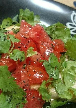 メカジキのソテーパクチー大盛り-レシピのメイン写真