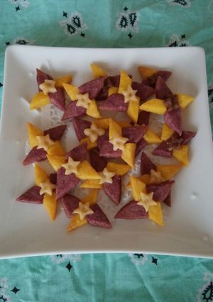 かぼちゃとムラサキ芋の手裏剣クッキー-レシピのメイン写真