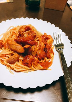 簡単！ピリ辛のトマトパスタ-レシピのメイン写真