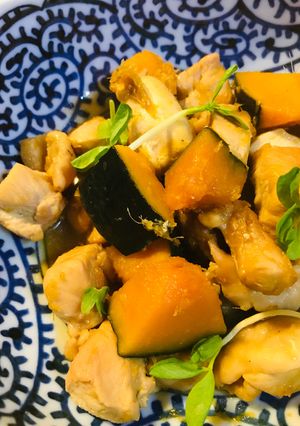 鶏肉とカボチャのあまから炒め煮-レシピのメイン写真
