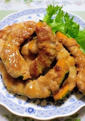 簡単夏の夕飯！カボチャ豚バラ肉味噌肉巻き作り置き-レシピのメイン写真