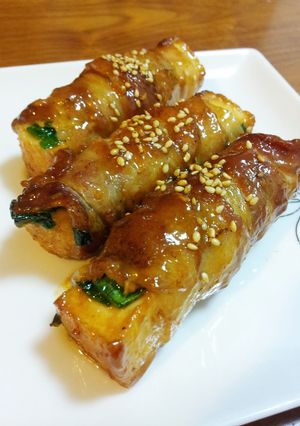 ピリ辛味噌風味♪厚揚げの豚肉巻き-レシピのメイン写真