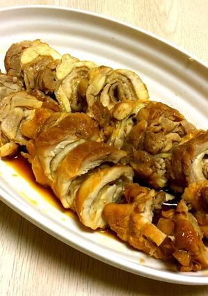 電子レンジで簡単!鳥ロール 酒醤油蒸し-レシピのメイン写真