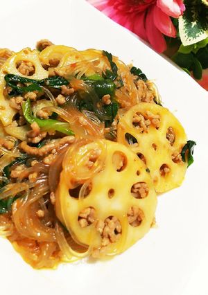 簡単！シャキシャキ蓮根の♪麻婆春雨♪-レシピのメイン写真