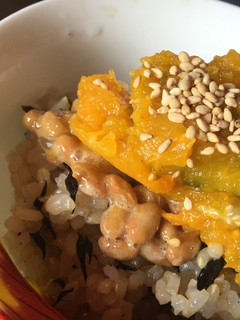 納豆とかぼちゃのわさび和えのご飯-レシピのメイン写真