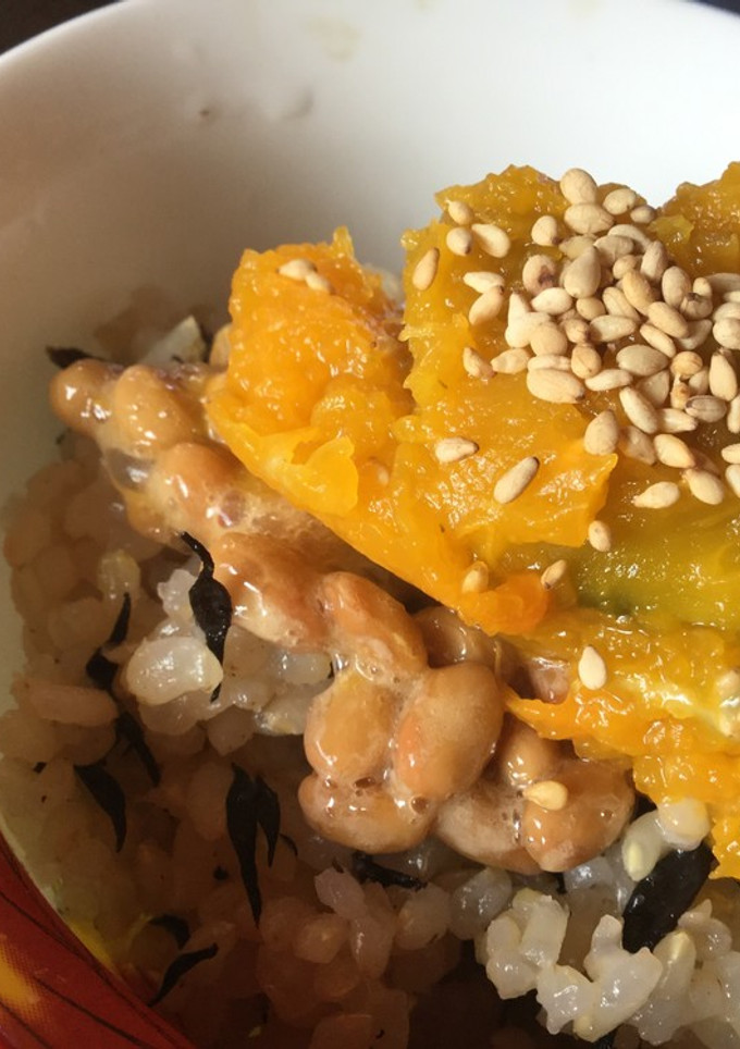 納豆とかぼちゃのわさび和えのご飯-レシピのメイン写真