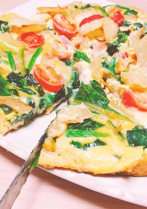 キッシュ風オムレツ ほうれん草 オムレツ-レシピのメイン写真