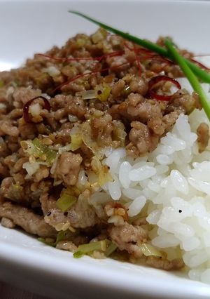 ガッツリ☆挽肉のねぎ塩にんにく炒めごはん-レシピのメイン写真