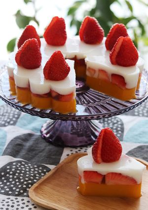寒天で作る苺のショートケーキ風（卵なし）-レシピのメイン写真