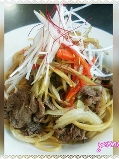 *焼肉のタレで牛肉の甘辛パスタ*-レシピのメイン写真