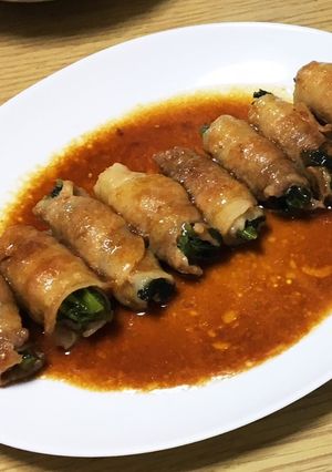 豚肉のつぼみ菜巻き-レシピのメイン写真