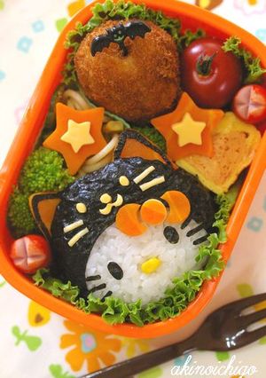 黒猫キティのハロウィン弁当（キャラ弁）-レシピのメイン写真