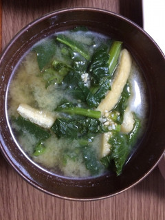 のらぼう菜と油揚げのお味噌汁-レシピのメイン写真