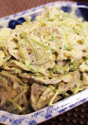 蓮根と水菜の手抜きゆで卵サラダ-レシピのメイン写真