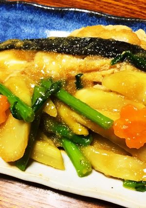 カレイの煮つけ♪うどと春菊と♪-レシピのメイン写真