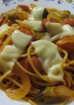 ナスとチーズのナポリタン-レシピのメイン写真