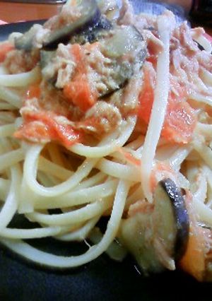 ツナとトマトとナスのオイルパスタ-レシピのメイン写真
